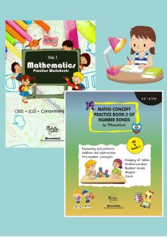 Class 1 Maths Cbse/Icse Practice Question paper Workbook with mental math and Concept Activity book of  Number bonds for Addition and subtraction by Mathsninjas Bookland (pack of 2)